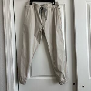 Caribbean Men’s Tie Waist Jogger Pants Sz 38X30 Beige Athleisure Resort